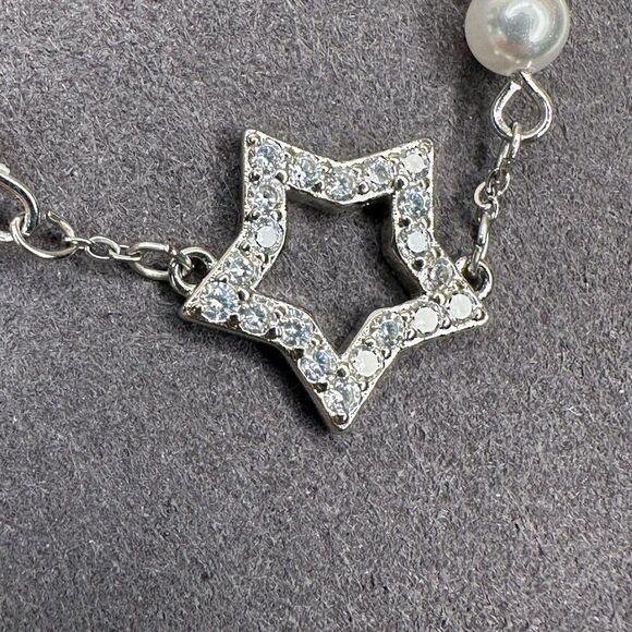 Swarovski Stella Star Bracelet | White Pearl & Crystal | Rhodium Plated | NWT - Picture 6 of 13